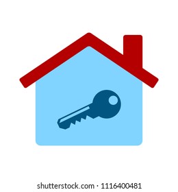 House Key. Vector Unlock House Isolated. Mortgage Property Illustration