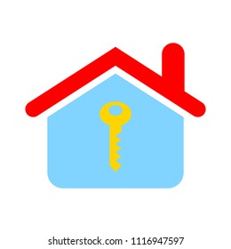 House Key. Vector Unlock House Isolated. Mortgage Property Illustration