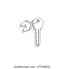 house key - white vector icon  with shadow