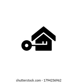 House keys icon in black flat glyph, filled style isolated on white background