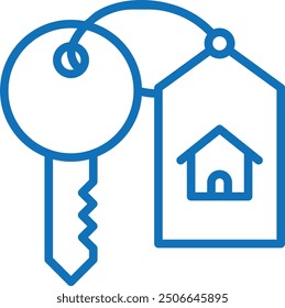 Icono de llaves de casa. Vector de icono de llave de casa (versión azul) 
