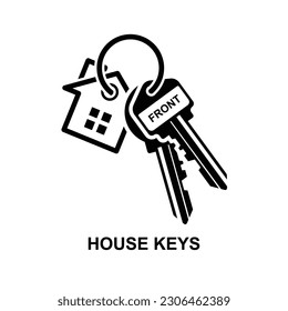 House keys icon. Keychain with ring isolated on background vector illustration.