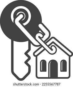 house and keys illustration in minimal style isolated on background