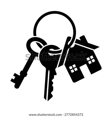 House Keys on Keychain with Home Charm Icon