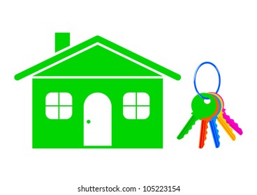 House and keys on white background