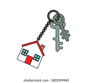 House keys on a white background. Cartoon. Vector illustration.