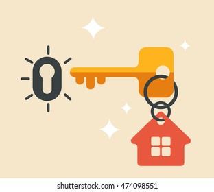 House keys with Red House and keyhole