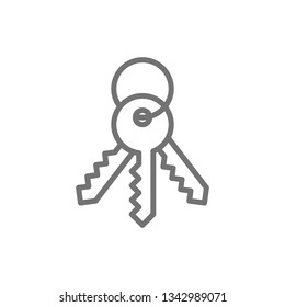 House keys, security symbol line icon.