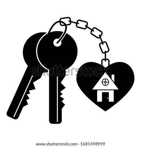 House keys vector black silhouette isolated on a white background.