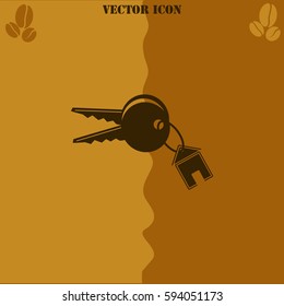 House keys vector  icon Coffee symbol background.