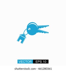 House keys vector. Isolated blue icon on white background.