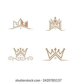 House The King Crown Logo Vector