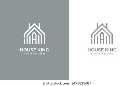 Plantilla del logotipo del rey de la casa, Ilustración vectorial - archivo EPS10 del concepto del Vector.