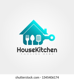 house kitchen vector logo design,food icon