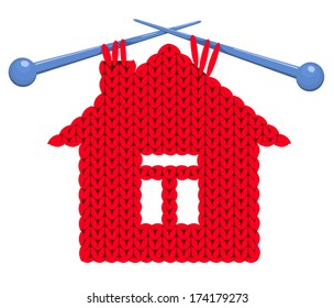 The house knitted on spokes. Vector illustration.