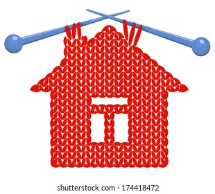 The house knitted on spokes. Vector illustration.