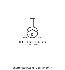 House lab logo symbol line vector.