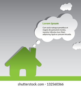 House label with shadow and text container