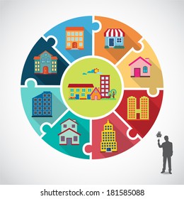 Plantilla de etiqueta de casa estilo moderno, puede utilizarse para infografías,