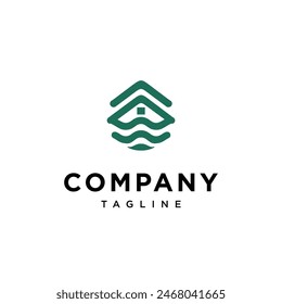 House lake and pine logo icon vector template.eps