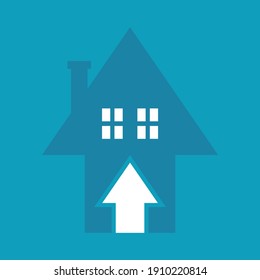 House and land price symbol increases, Vector illustration in flat style