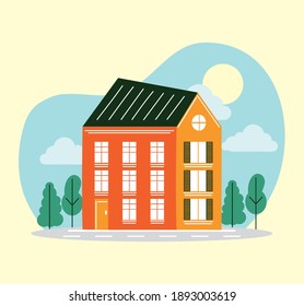 House at landscape design, Home real estate building theme Vector illustration