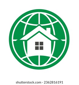 house landscape with globe simple flat design