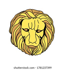 House Lannister, Golden Lion. symbol of the seven kingdoms. head of a golden lion on a white background.