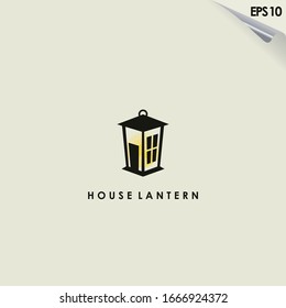 House Of Lantern Lamp Logo Design. Lantern Lamp Logo Template. Modern Design. Flat Logo. Vector Illustration