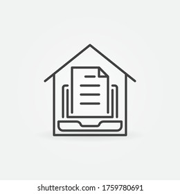 House with Laptop line icon. Vector Work at Home concept symbol or logo element