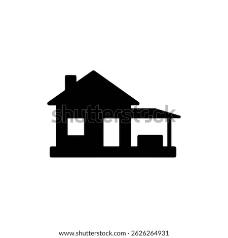 House with Large Backyard and Patio Black Icon