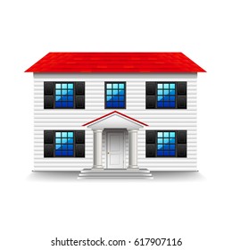 House with large black windows isolated photo-realistic vector illustration