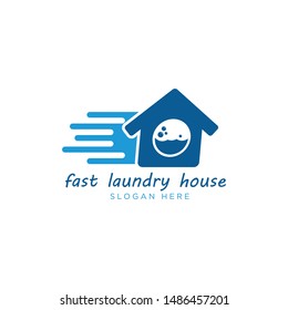 house and laundry icon, fast laundry concept logo template