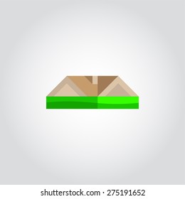 House with lawn, holiday estate, Property icon, vector