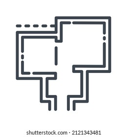 House layout.  Construction line icon  isolated on white transparent background. Symbol of construction industry.