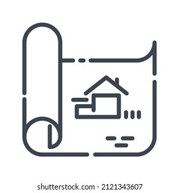Diseño de la casa.  Icono de línea de construcción aislado en fondo transparente blanco. Símbolo de la industria de la construcción.