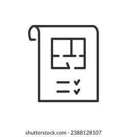 Wohnungsbau, Linearsymbol, Appartementplan, Wohnungsbau. Linie mit bearbeitbarem Hub