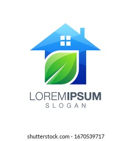 diseño del logotipo de color de la hoja de casa