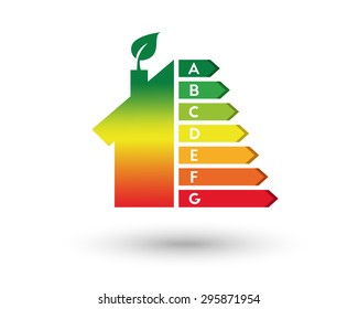 House with leaf as energy efficiency and home improvement concept. Eps10 vector illustration.