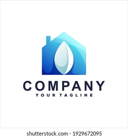 house leaf gradient logo design