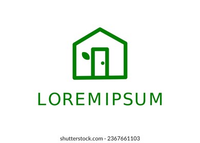 house leaf logo design on white background