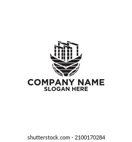 house with a leaf logo design template