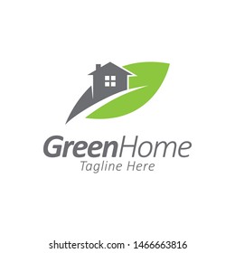 House with leaf logo design template.green home concept icon