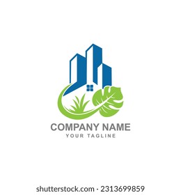 House with leaf logo design template.green home concept icon.EPS 10