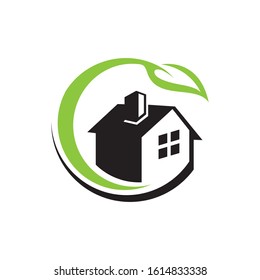 house leaf logo design vector icon