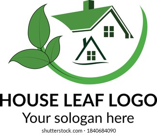 House leaf logo free vector template