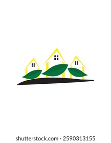 House leaf logo, Nature house logo design vector