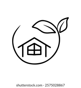 house and leaf logo or symbol