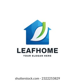 House Leaf Logo Vector Icon Gradient Illustration