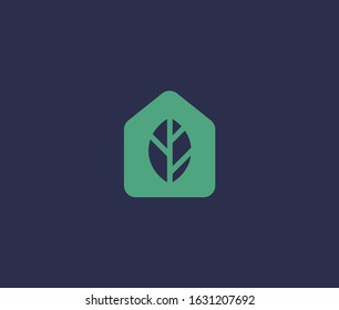 House and Leaf Modern Style Logo Icon Design Element